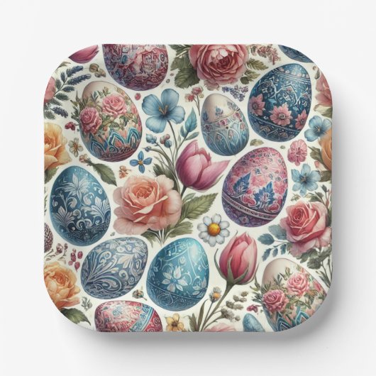 Springtime Watercolor Ostereier Teller (Vorderseite)