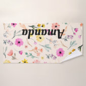 Springtime Watercolor Personalisierter Name Badehandtuch (Badehandtuch)