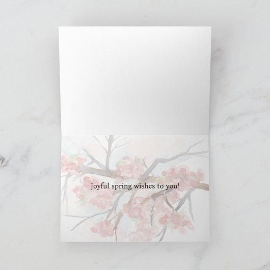 Springtime wünscht Pink Cherry Blossom Tree Karte (Innenseite)