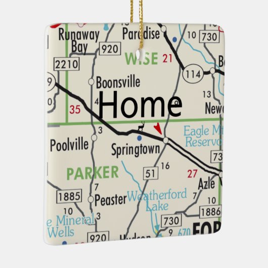 Springtown Texas Map Keramikornament (Rechts)