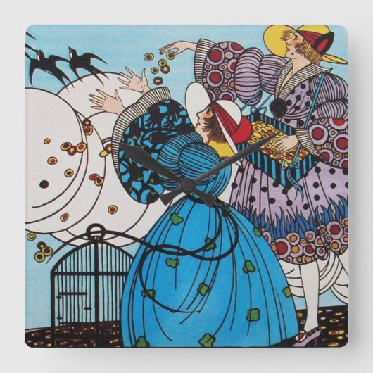 SPRINGVÖGEL / SCHÖNHEIT SCHÖNE KOSTENENTWICKLUNG QUADRATISCHE WANDUHR (Vorderseite)