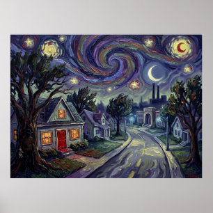 Springwood Elm Street Sternenhimmel Gruselige Land Poster