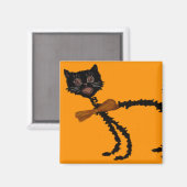 Springy Black Cat Halloween Dekoration Magnet (Vorderseite/Rückseite)