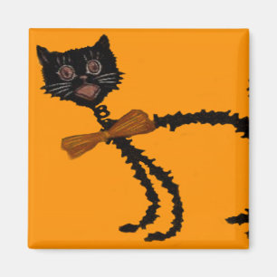 Springy Black Cat Halloween Dekoration Magnet