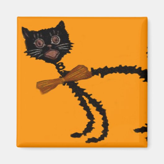 Springy Black Cat Halloween Dekoration Magnet (Vorne)