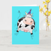 Springy Cow Cartoon Happy Birthday Card Karte (Gelbe Blume)