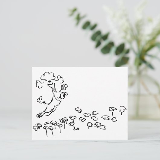 Springy Poodle Postkarte (Stehend Vorderseite)