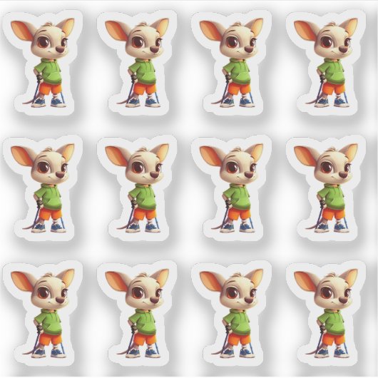 Springy Roo 12 Aufkleberblatt Aufkleber (Vorderseite)