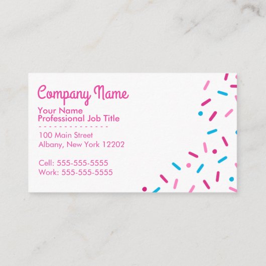 Sprinkfarbig, süß visitenkarte (Rückseite)
