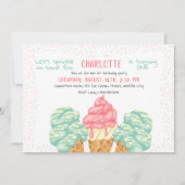 Sprinkle auf der Eiscreme 1. Geburtstag Einladung (Vorderseite)