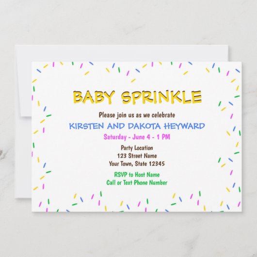 Sprinkle Baby Dusche Einladung (Vorderseite)