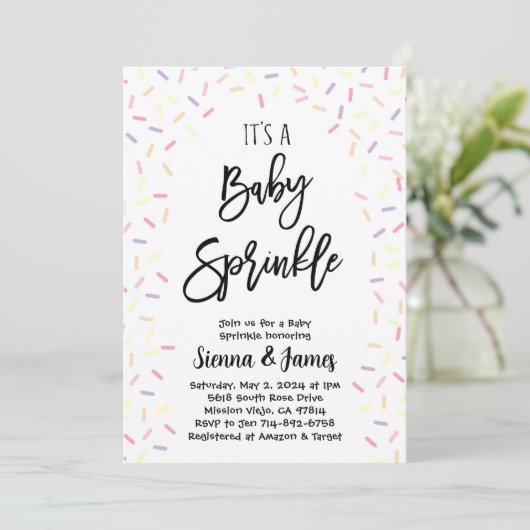 Sprinkle Baby Dusche Einladung (Stehend Vorderseite)