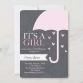 Sprinkle-Baby-Dusche Einladung in Rosa und Grau (Vorderseite)