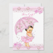Sprinkle Baby Dusche Girl Floral Pink Umbrella Einladung (Vorderseite)