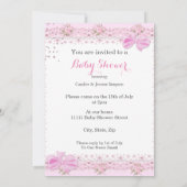 Sprinkle Baby Dusche Girl Floral Pink Umbrella Einladung (Rückseite)