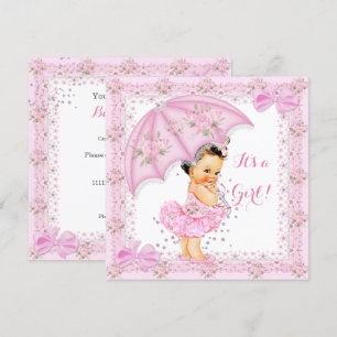 Sprinkle Baby Shower Mädchen Florale Rosa Regensch Einladung