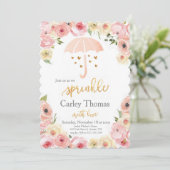 Sprinkle Baby Showpastel Floral Gold Glam Einladung (Stehend Vorderseite)