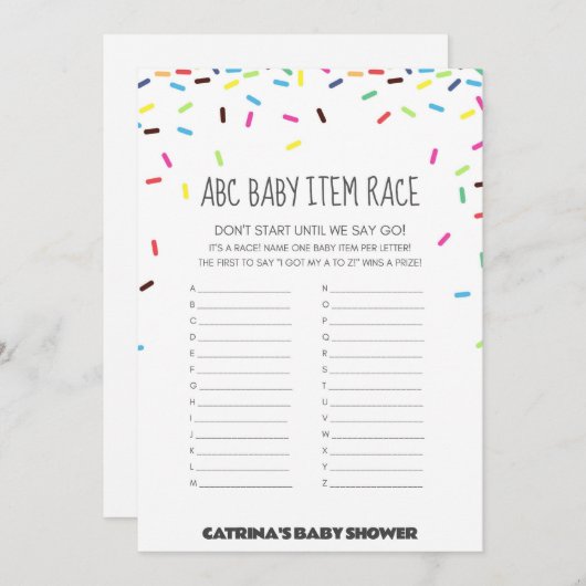 Sprinkle Babydusche - bestellbarer Name, 12x18 Einladung (Vorne/Hinten)