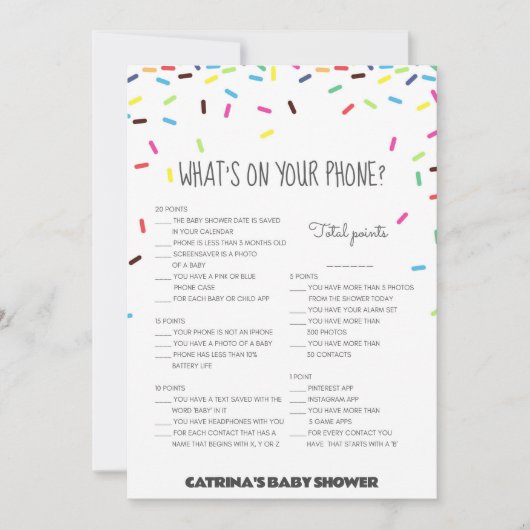 Sprinkle Babydusche - bestellbarer Name, 12x18 Einladung (Vorderseite)