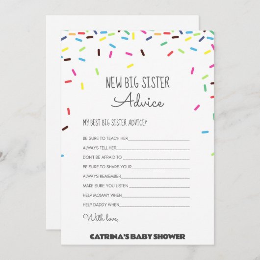 Sprinkle Babydusche - bestellbarer Name, 12x18 Einladung (Vorne/Hinten)