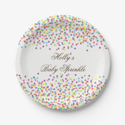 Sprinkle Babydusche Teller, Confetti Party Teller (Vorderseite)