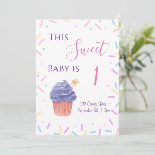 Sprinkle Birthday Einladung (Stehend Vorderseite)