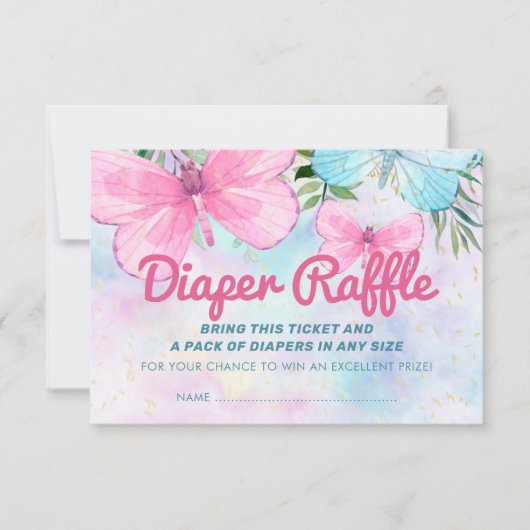 Sprinkle Butterfly Baby Diaper Raffel Ticket Einladung (Vorderseite)