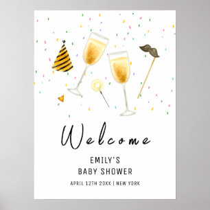 Sprinkle Champagne Baby Dusche Willkommen Poster