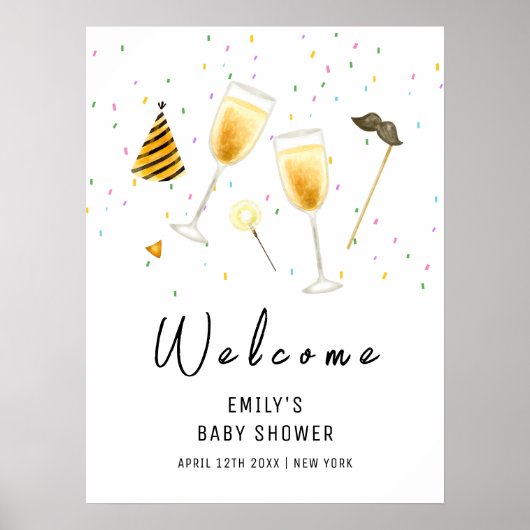 Sprinkle Champagne Baby Dusche Willkommen Poster (Vorne)