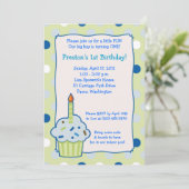 Sprinkle Cupcake 12x18 Boy 1. Geburtstag Einladung (Stehend Vorderseite)