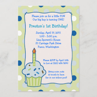 Sprinkle Cupcake 12x18 Boy 1. Geburtstag Einladung