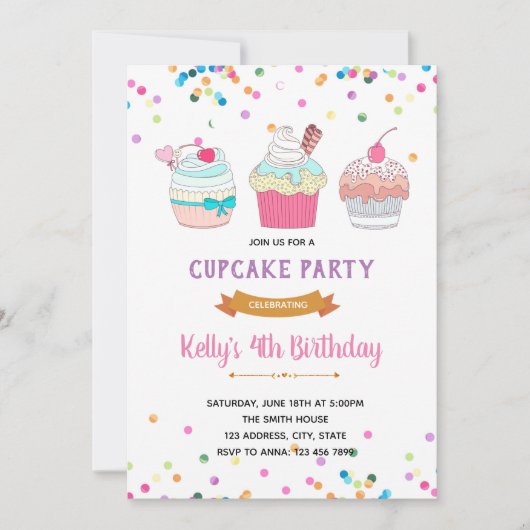 Sprinkle Cupcake Kriegs-Party-Einladung Einladung (Vorderseite)