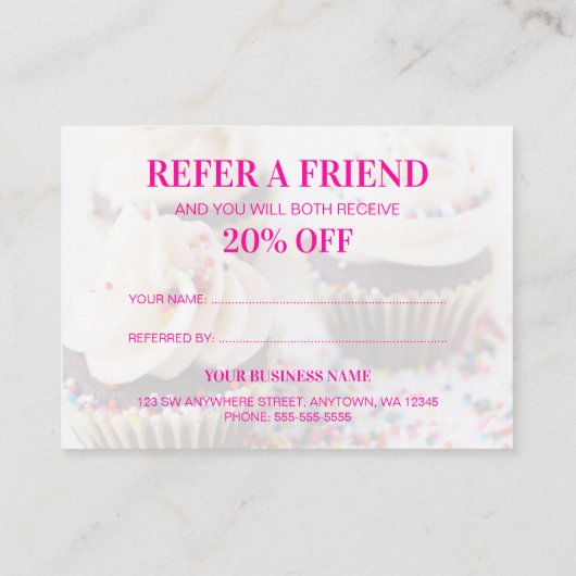 Sprinkle Cupcakes Backwaren Empfehlungskarte (Rückseite)