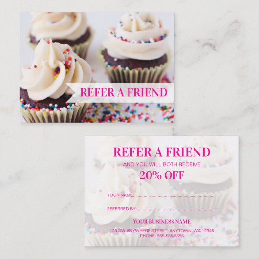 Sprinkle Cupcakes Backwaren Empfehlungskarte (Vorne/Hinten)