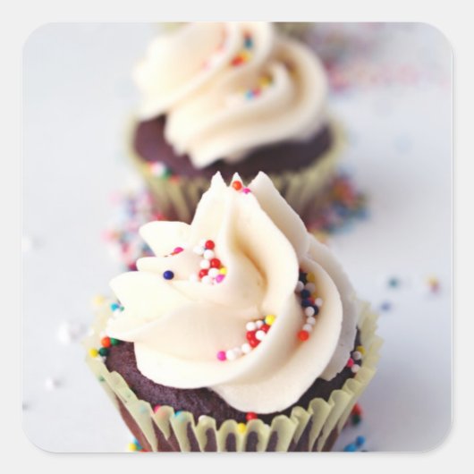 Sprinkle Cupcakes Quadratischer Aufkleber (Vorderseite)