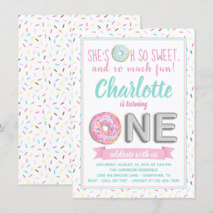 Sprinkle Donut Folienballon 1. Geburtstagsfeier Einladung