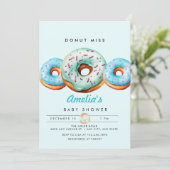 Sprinkle Donut | Niedlich Blue Baby Dusche Einladung (Stehend Vorderseite)