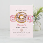 Sprinkle Donut | Niedlich Pink Girls Babydusche Einladung (Stehend Vorderseite)