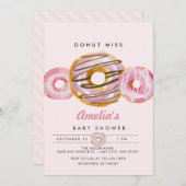 Sprinkle Donut | Niedlich Pink Girls Babydusche Einladung (Vorne/Hinten)