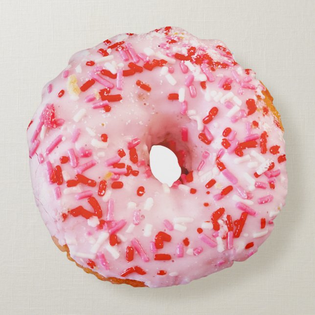 Sprinkle Donut Rundes Kissen (Rückseite)