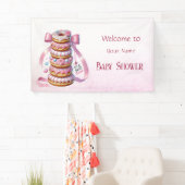 Sprinkle Donuts Pink Ribbon Babydusche Banner (Insitu)