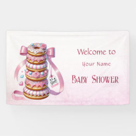 Sprinkle Donuts Pink Ribbon Babydusche Banner