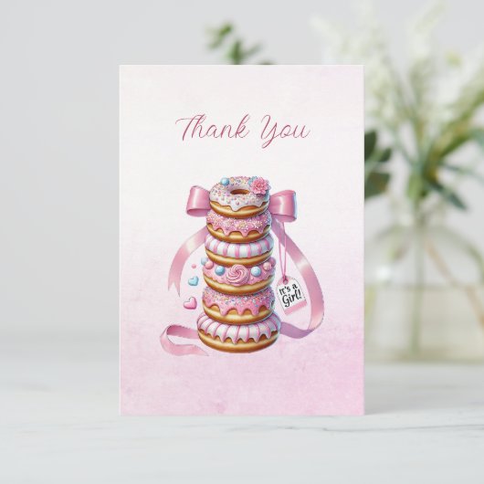 Sprinkle Donuts Rosa Band Danke Karte (Stehend Vorderseite)