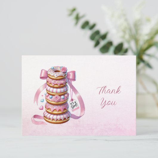 Sprinkle Donuts Rosa Band Danke Karte (Stehend Vorderseite)