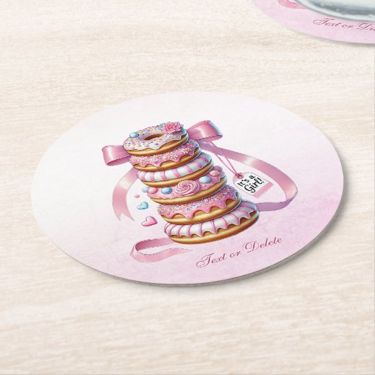 Sprinkle Donuts rosa Flachband Papier Untersetzer (Angewinkelt)