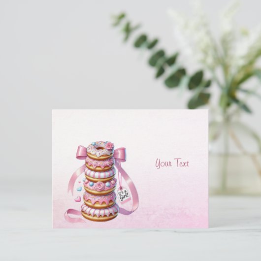 Sprinkle Donuts Rosa Ribbon Postkarte (Stehend Vorderseite)