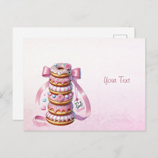Sprinkle Donuts Rosa Ribbon Postkarte (Vorne/Hinten)
