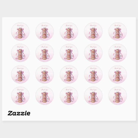 Sprinkle Donuts Rosa Schleife Sticker (Blatt)