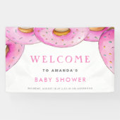 Sprinkle Donuts Wasserfarbe Rosa Babydusche Banner (Horizontal)