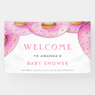 Sprinkle Donuts Wasserfarbe Rosa Babydusche Banner